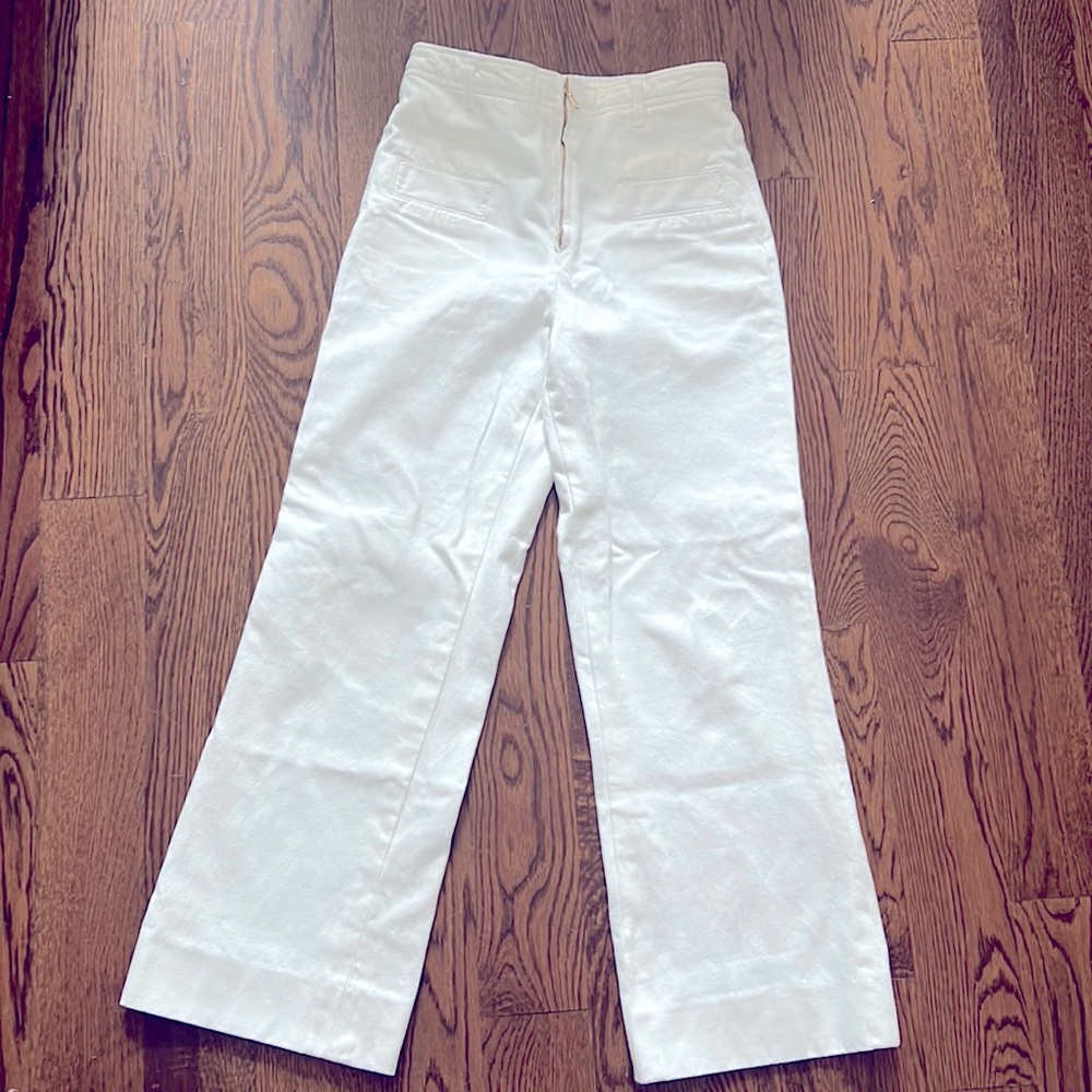 Sandro Zip-Up White Wide-Leg Canvas Pants